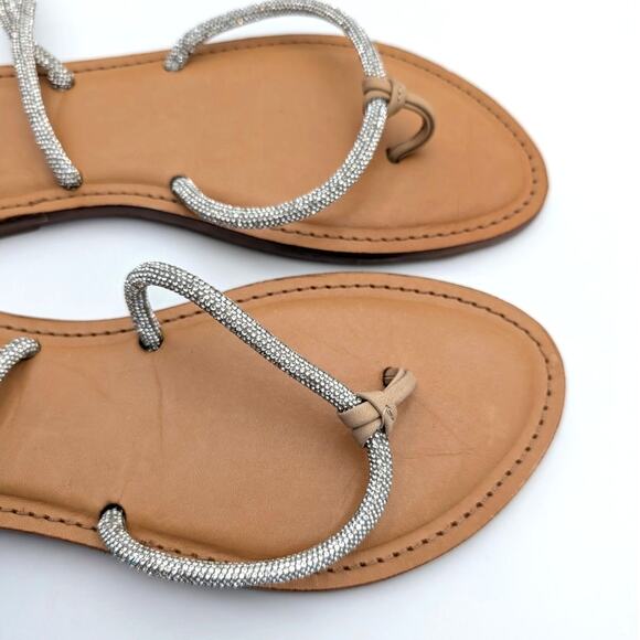 Schutz Kittie Glam Casual Flat Sandals Women's Silver/Beige Size US8B EU38.5 - Picture 13 of 14